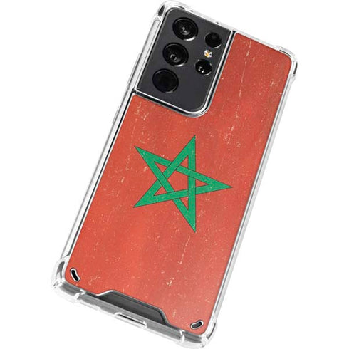 Morocco Flag Distressed Galaxy S21 Ultra 5G Clear Case